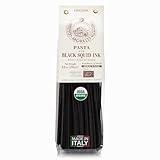 Morelli Squid Ink Pasta Linguine- Organic Italian Pasta - Black Pasta Noodles - Durum Wheat Semolina - Nero Di Seppia Made in Italy - 8.8oz / 250g