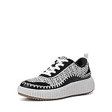 DREAM PAIRS Women Chunky Arch Comfortable Casual Platform Fashion Sneakers.,Size 8,Black/White,SDFN2379W