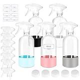 ZENOWICK 5 Pack/16 Oz Glass Spray Bottles, Refillable Empty Containers with Silicone Sleeve, Upgraded Adjustable Nozzle Spray Bottle Sets for Cleaning, Essential Oils, Hair