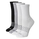 Hanes Cushioned, Absolute Active Crew Socks for Women, Seamless Toe, 4-Pairs, Grey, 5-9