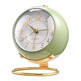 Tetino Analog Alarm Clocks,Retro Backlight Cute Simple Design Small Desk Clock with Night Light,Silent Non-Ticking,Battery Powered,for Kids,Bedroom,Travel,Kitchen,Bedside Desktop.(Green)