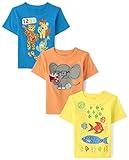 The Children's Place Baby Boys' and Toddler School Days Short Sleeve Graphic T-Shirts,Multipacks, 123/Reading/Fishes 3-Pack