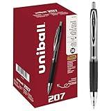 Black Retractable Gel Pens 36 Pack with Medium Points, Uni-Ball 207 Signo Click Pens are Fraud Proof and the Best Office Pens, Nursing Pens, Business Pens, School Pens, and Bible Pens