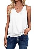 Sialois Womens Tank Tops Casual V Neck Sleeveless Spring Summer Clothes Solid Color Loose Fit Cute Y2K Outfit Basic Cami 2025 Fashion Shirts,White,Medium Size