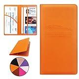Miunice Car Registration and Insurance Holder, Premium Pu Leather Vehicle Glove Box Organizer - for Driver License, Cards & Essential Documents (L-Orange)
