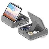 KDD Tablet Pillow Stand with Storage, Foldable Ipad Holder for Bed, Lap and Desk, Angle Adjustable Soft Pad Dock with Stylus Mount Compatible with Ipad Pro 12.9, 10.5, 11, Air, Mini, Phones, Books