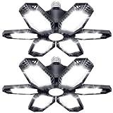 TANBABY 2 Pack LED Garage Lights, 150W Deformable Best Ceiling Shop Lights, 15000LM LED Light 6500K Garage Lighting with 6+1 Adjustable Panels Bulb for Basement