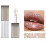 Clear Lip Gloss, Lip Plumper Gloss Tinted Glitter Lipgloss, Delivers a Non-sticky Glossy finish, Long-lasting Shine & Fuller-looking Lip Makeup, 0.12fl oz