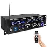 Pyle Bluetooth Hybrid Home Amplifier - 6-Channel 2000W Home Audio Rack Mount Stereo Power Amplifier Receiver w/ Radio, USB/AUX/RCA/Mic, Optical/Coaxial, AC-3, DVD Inputs, Dual 10 Band EQ