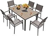 Homall Patio Dining Set 7 Pieces Outdoor Furniture Table and 6 Textilene Chairs, Light Grey