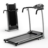 GYMAX Foldable Treadmill, Freestanding Easy Assembly Folding Treadmill with 12 Preset Programs, LCD Monitor, Built-in Wheels & Pulse Sensor, Portable Compact Running Machine for Small Space (Black)