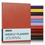 Harbor Weekly Journal Notebook Planner 2025-2026 - Lined, Durable Faux Leather, Softcover, 176 Quality Pages, For Men and Women, For Writing, Work & Travel, Cambridge Burnt Orange - 9x7"
