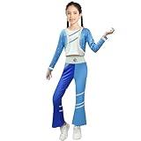 Girls Rise Red Costume Outfit Kids Blue Cosplay Cartoon Movie Flare Pants Jumpsuit Wig Clothes Bodysuit