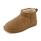 CUSHIONAIRE Women's Hip 2 Genuine Suede Ankle Snow Boots - Pull-On with Cozy Faux Shearling Lining, +Memory Foam, Ankle Boots For Women, Chestnut 7.5