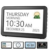 Clock with Day and Date for Elderly, 7" Large Display Digital Calendar Day Clock with 20 Custom Alarms and Medicine Reminders, 12 Display Modes, Dimmable Dementia Alzheimers Clocks for Seniors