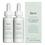 hers Topical Minoxidil Solution, 2% - Hair Growth Treatment for Women - Clinically Proven to Reduce Hair Loss in 3-6 Months - Unscented - 2 Pack, 2 Month Supply