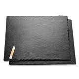WLWNWFT 2 Pcs 16x12in Large Slate Cheese Boards Slate Board for Meat Cheese Appetizers, Slate Cheese Tray Serving Plate Tray Serving Stone Board Slate Platter with 2 Chalks for Christmas Housewarming