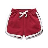 Day-Prime-Deals-Today-2025 Baby Girls Boys Shorts Cotton Active Athletic Running Sleeping for Toddler Kids Summer Beach Sports Waist Short (Red, 18-24 Months) Skorts for Boys