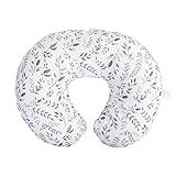 Boppy Original Nursing Pillow, Gray Taupe Leaves, Ergonomic Nursing Essentials for Bottle and Breastfeeding, Firm Fiber Fill, with Removable Pillow Cover, Machine Washable