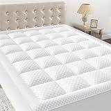 OLANLY Queen Quilted Fitted Mattress Pad - Elastic Fitted Mattress Topper - Cooling Soft Mattress Cover Stretches up to 21 Inches Deep, Machine Washable Mattress Protector (60x80 inch, White)