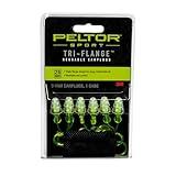 Peltor Sport Tri-Flange Corded Reusable Earplugs, 3 Pair, Noise Reduction Rating (NRR) 26 dB, Comfortable Fit, Ideal For Range, Shooting & Hunting, Washable and Corded, Neon Yellow (97317-10C)