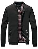 Lentta Men's Slim Fit Lightweight Softshell Bomber Jacket Coat Fall Jackets For Men (Large, Black 001)