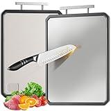 Titanium Cutting Board Double Sided for Kitchen,Large Chopping Board（16.42×11 In）Non-Slip Edge Garlic Grater Titanium and Food-Grade Wheat Straw PP, Kitchen Necessities for Home