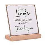 Afterprints Leader Gifts for Men Women, Thank You Acrylic Plaque, Appreciation Gifts for Boss Great Leaders Supervisor on Christmas Bosses Day Retirement Leaving, Leaders Signs with Wooden Stand