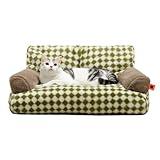 MEWOOFUN Cat Bed for Indoor Cats, Washable Dog Beds for Small Medium Dogs & Cats, Fluffy Cat Couch with Non-Slip Bottom (Green, 26.0" L X 19.0" W X 13.0" Th)