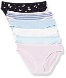 Amazon Essentials Women's Cotton Bikini Brief Underwear (Available in Plus Size), Pack of 6, Black Floral/Blue/Ditsy Floral/Light Pink/Stripe/White, Medium