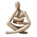 UTTCMK Bookshelf Decor Thinker Statue - Abstract Art Reading Thinker Sculpture Figurine Aesthetic, Modern Home Decoration for Living Room Office Shelves Coffee Table Desk Decor(Beige)