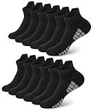 Loritta 6 Pairs Womens Ankle Socks Gym Athletic Cushioned Low Cut Casual Workout Sports Running Socks, D-Black