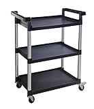 MaxWorks 80774 3-Shelf Utility Plastic Cart with Wheels-225 Lbs Maximum Capacity , Black