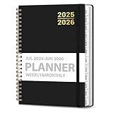 Planner 2025-2026 for Women & Men, Weekly and Monthly Calendar Notebook (July 2025 - June 2026), Hardcover Spiral Bound School Teacher Student Planner with Tabs, Inner Pocket, A5 (6.3" x 8.5") - Black