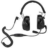 Retevis EHK012 Foldable Two Way Radio Headset with Mic,Noise Reduction,Volume Adjust,for RT22 RT68 RT21 P1, Compatible with Baofeng UV-5R F8HP Pxton PX-888S Walkie Talkie,2 Way Radio Headset(1 Pack)