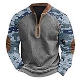 Pullover Sweatshirt Deals of Today Camo Sweatshirt Men Crewneck Mens 1/4 Zip Sweatshirt Camouflage Cool Hoodies Big Tall Vintage Western Pullover Sweater Half Zip Hoodie Men