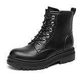 DREAM PAIRS Black Strong-5 Lace-up Platform Combat Boots Womens Ankle Booties Size 8