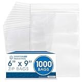 Spartan Industrial - 6” X 9” (1000 Count) 2 Mil Clear Reclosable Zip Plastic Poly Bags with Resealable Lock Seal Zipper