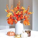 Ivydale 3 PCS Assorted Artificial Maple Leaf Branches Faux Fall Picks with Pumpkin,Berries and Pinecones,Fake Autumn Floral Branch for Thanksgiving Harvest Wreath Home DIY Arrangement Decor