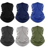 Fuinloth Neck Gaiter, 6 Pack Face Mask Bandana Fishing Cooling Sun Protection Scarf for Men Women Black+Blue+Green+Gray+Light Gray+Navy
