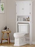 UTEX Bathroom Storage Over The Toilet, Bathroom Cabinet Organizer with Adjustable Shelves and Double Doors, Wood Bathroom Space Saver, White