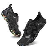 WateLves Water Shoes for Men Women Barefoot Quick-Dry Aqua Sock Outdoor Athletic Sport Shoes Kayaking Boating Hiking Surfing Walking (A-Pure Black, 43)