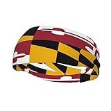 Maryland Flag Sports Headbands Moisture Wicking Workout Headband Sweatband Headbands for Running Cycling Football Yoga Hairband for Men Women