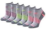 Saucony Women's RunDry Performance Selective Cushion Socks, Available in S-L (6, 12, Grey Assorted (6 Pairs), Large