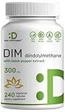 DIM Supplement 300mg, 240 Caps, 4 Months Supply, Diindolylmethane DIM Plus Black Pepper Extract