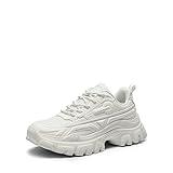 DREAM PAIRS Chunky Fashion Sneakers for Women, Women's Platform Bold Lace-Up Comfortable Sneakers,Size 8,White-Bold,SDFN2368W