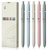 FIOVER Gel Pens, 5pcs 0.5mm Quick Dry Black Ink Pens Fine Point Smooth Writing Pen High-End Series Pens Ballpoint for School Office Home Supplies (Morandi)