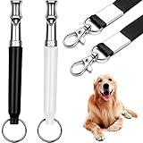 HRYYDS 2 Pack Dog Whistle, Dog Whistle to Stop Barking Neighbors Dog, Adjustable Ultrasonic Silent Dog Whistle, Professional Recall Dog Training Whistles, with Lanyard (Black and White)