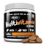 Dog Multivitamin Chewable Treats - Pet Vitamins and Supplement, 10-in-1 Multivitamin for Dogs, Supports Joints, Hip, Bowel, Muscle Health, with Glucosamine and Omega Fish Oil (120 Chews)