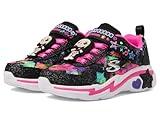 Skechers Girls Snuggle SNEAKS-Skech Squad Sneaker, Black/Multi, 13 Little Kid